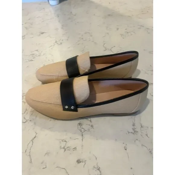 Kate Spade Women's Neutral Loafers Size 9B Raffia Straw Flats